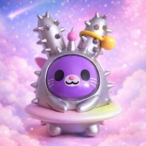 Tokidoki Spiky Alien Cat Vinyl Figure Purple UFO Cactus Toy